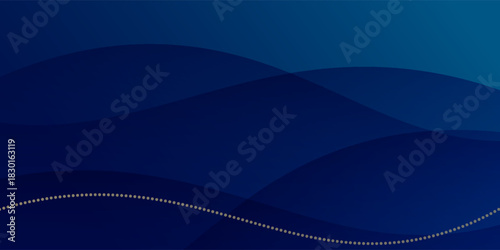 sleek dark blue background with smooth, golden light streaks curving across, creating an elegant and modern abstract design. vector Eps 10