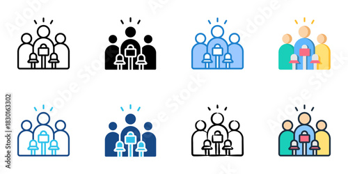 Crisis Communication icon set multiple style vector collection 
