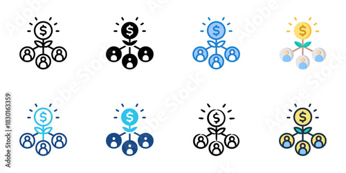 Dividend icon set multiple style vector collection 
