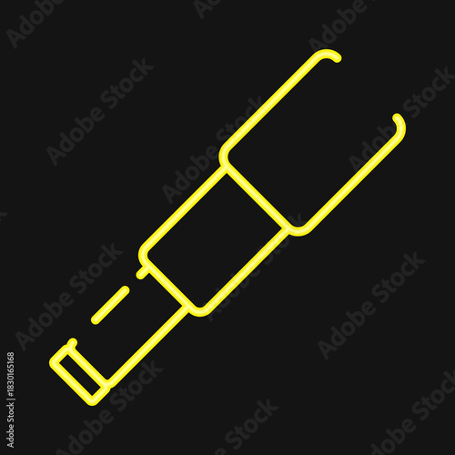 Icon binoculars. Pirates theme elements. Icon in neon style.