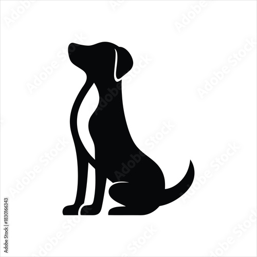 Dog Sitting Icon – Pet Silhouette Vector Illustration