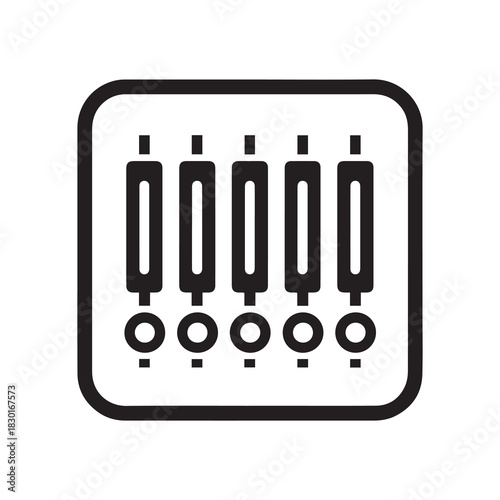 Black and White Icon of a FiveChannel Audio Mixer Interface
