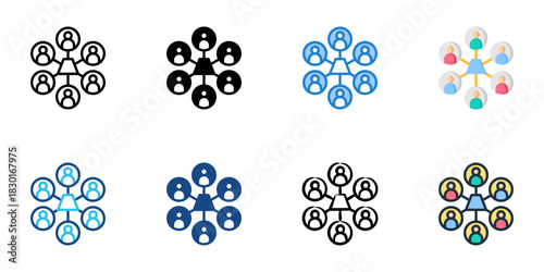Stakeholder Forums icon set multiple style vector collection 
