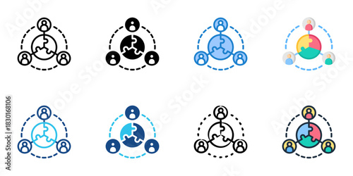 Stakeholder Involvement icon set multiple style vector collection 
