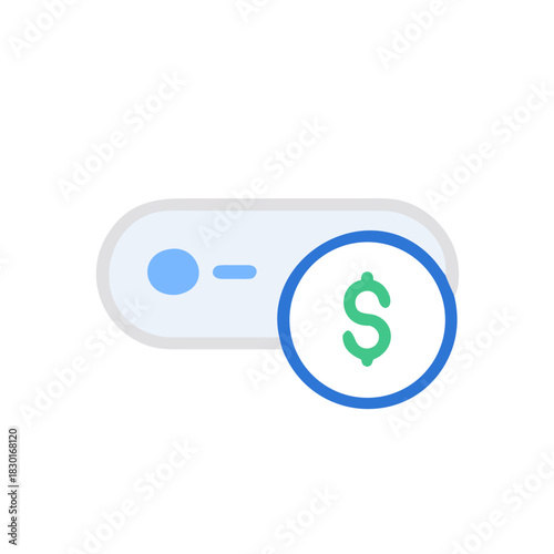 Specific design utility icon representing financial transaction with dollar symbol, conveying modern digital finance