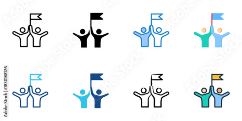 Collaborative Leadership icon set multiple style vector collection 
