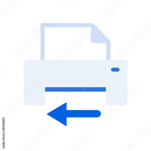 Digital printer icon with document being printed, showcasing specific utility and modern design. This icon represents printing