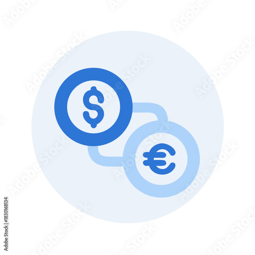 Digital currency exchange icons represent specific utility financial design. This icon illustrates connection between dollar