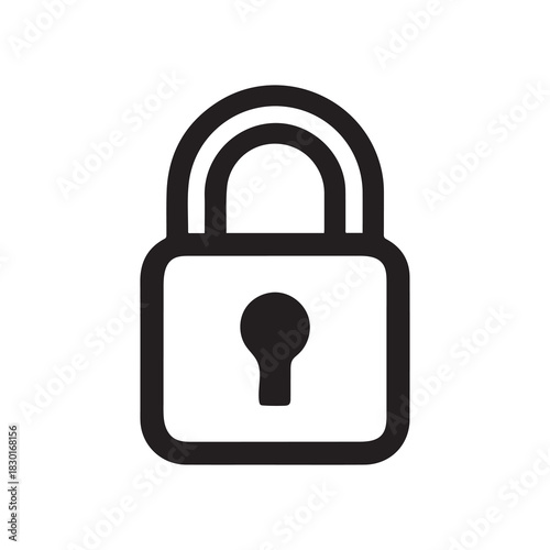 Black and White Padlock Isolated