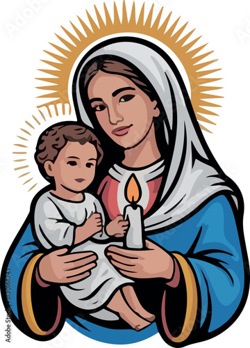 Virgen de la Candelaria logo icon vector white background .