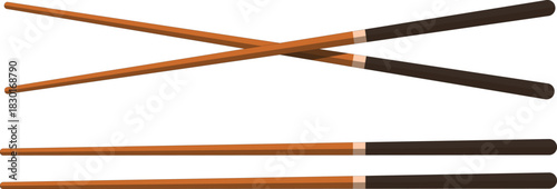 Traditional wooden chopsticks used in Asian cuisine and haute cuisine, an essential utensil for eating rice and noodles in oriental restaurants, food and the Asian culinary experience