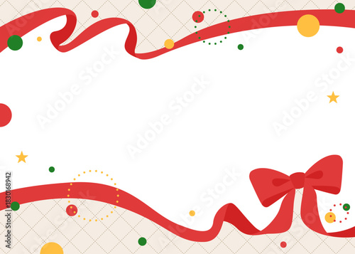 リボンのデコレーションフレーム、円形オブジェクト、ポップなデザイン