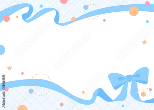 リボンのデコレーションフレーム、円形オブジェクト、ポップなデザイン