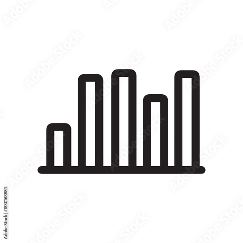 Black Bar Graph Icon on White Background
