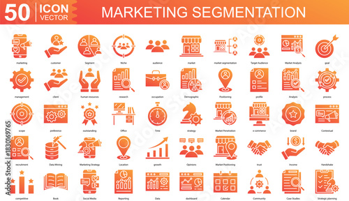 marketing segmentation icon collection set. Containing marketing, customer, Segment, Niche, audience icon.