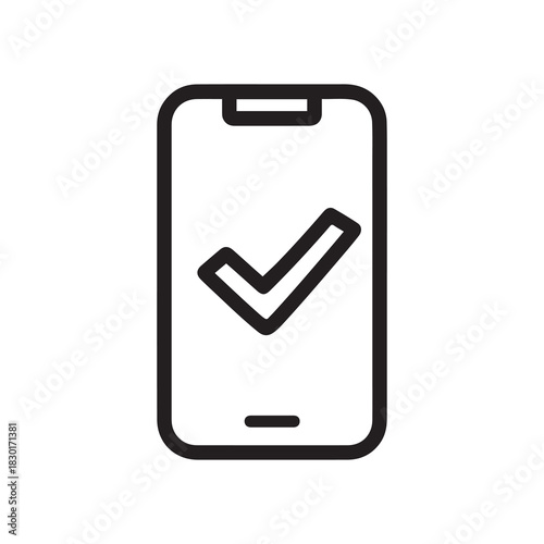 Mobile Phone with Check Mark Isolated Icon
