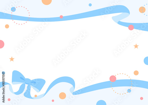 リボンのデコレーションフレーム、円形オブジェクト、ポップなデザイン