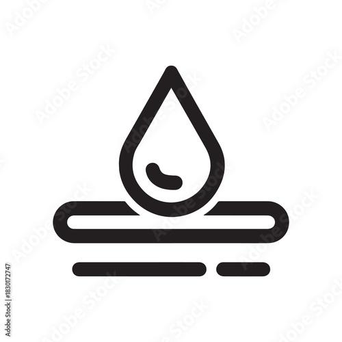 Water Absorbency Icon, Liquid Drop Absorption Symbol
