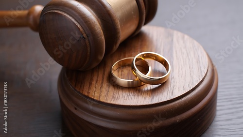 Gavel and Wedding Rings Depicting Divorce or Legal Separation Issues