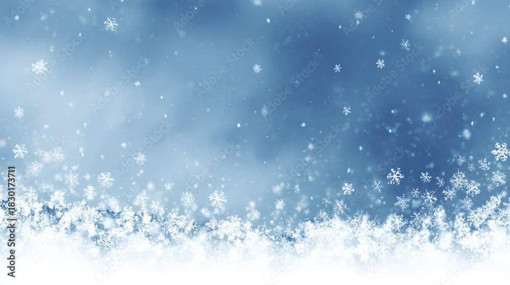 Obraz premium Snow snowfall snowflake background winter falling effect on white background Stock Illustration 