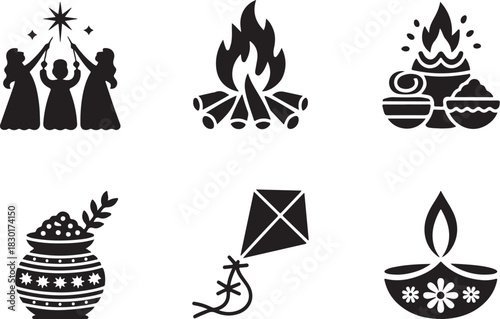 Diwali vector icons for festive designs and greetings