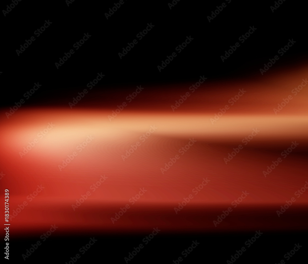 Obraz premium Soft orange light blur horizontal bar on black background