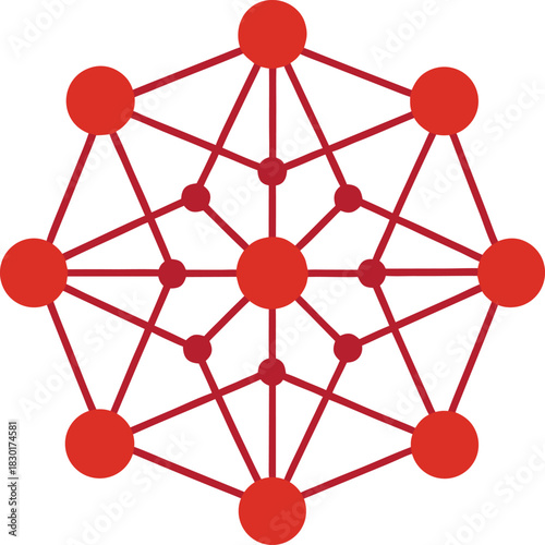 Abstract neural network node pattern with geometric connections on white background