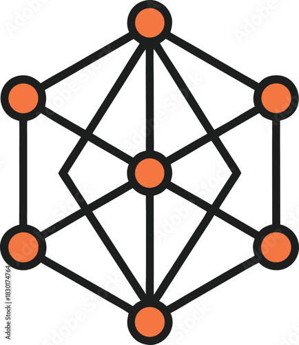 Geometric data network icon with connected nodes and lines