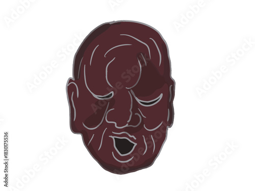 Illustration of a male mask from traditional Japanese performing arts