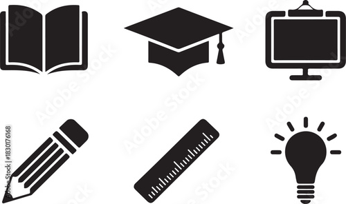 Education concept with book and graduation cap icon