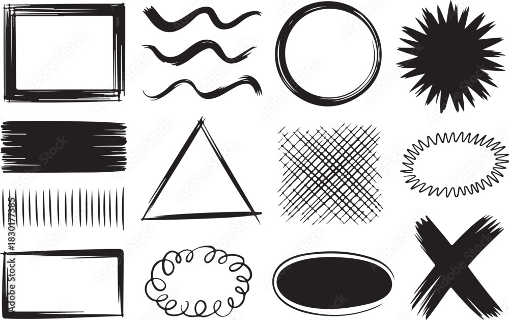 Fototapeta premium Modern hand drawn shapes for creative web design