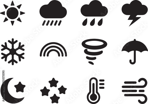 Weather forecast icons for app and web design