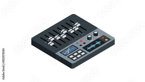 Pro Audio Mixer for Studio Sound Engineering and Music Production, Perfect for DJ, Podcast, Radio Broadcast, and Voice-Over Workflows, Vector Style