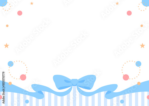 リボンのデコレーションフレーム、円形オブジェクト、ポップなデザイン