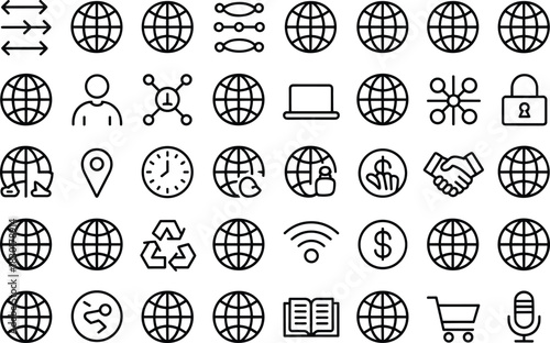 Internet and Cloud Computing Line Icon Set,
Network,Data and Web Service Outline Icons,Modern Internet Technology Symbol Set,Server, Speed, Upload and Download Vector Icons,Cloud Computing,Symbols,Ai