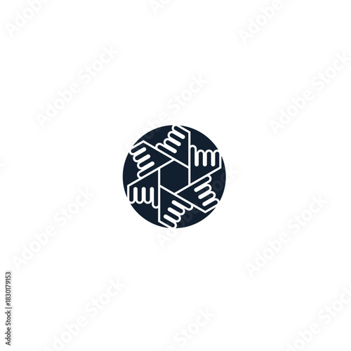 hand logo design with hexagonal pattern