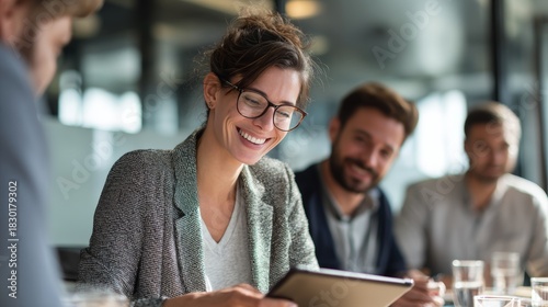 Team collaboration meeting corporate office professional discussion modern workspace engaging atmosphere