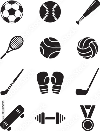 Sporting goods icons collection athletic lifestyle