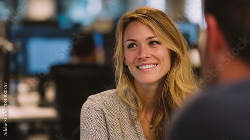 Engaging business meeting modern office candid photo collaborative environment close-up view professional interaction