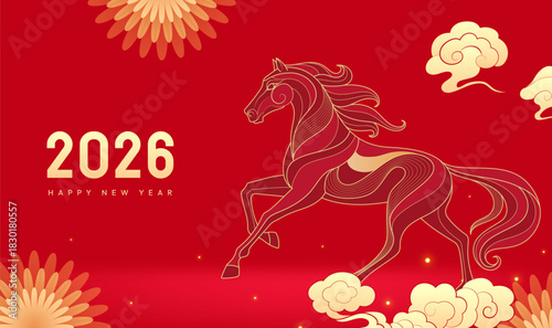 Chinese style festive atmosphere banner Horse Spring Festival background