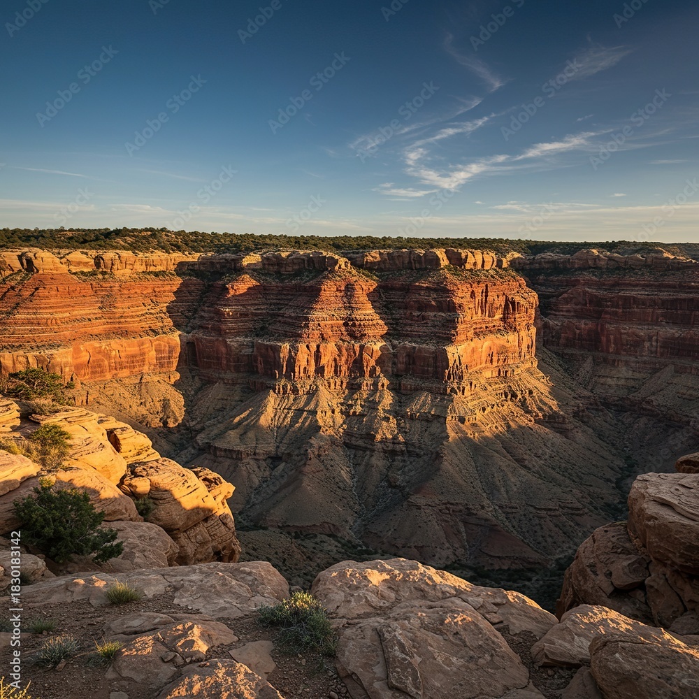 Fototapeta premium A breathtaking panoramic view of a massive, ancient geological formation featuring layers of rugged sandstone and weathered rocky cliffs ,layers ,rugged ,dry
