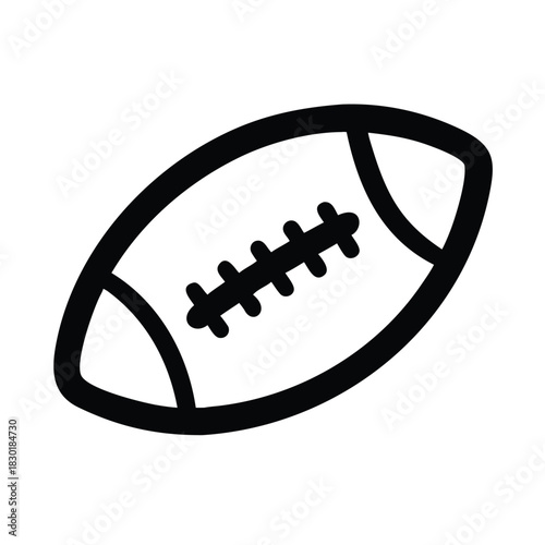 A simple black and white illustration of a football.