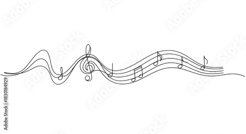 Musical notes flowing in a wave pattern, representing the beauty of music and sound