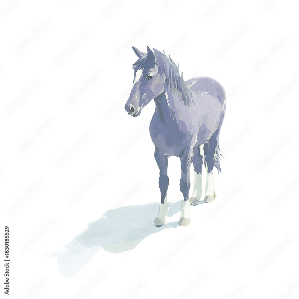 Obraz premium 水彩風の穏やかな馬＿透過素材