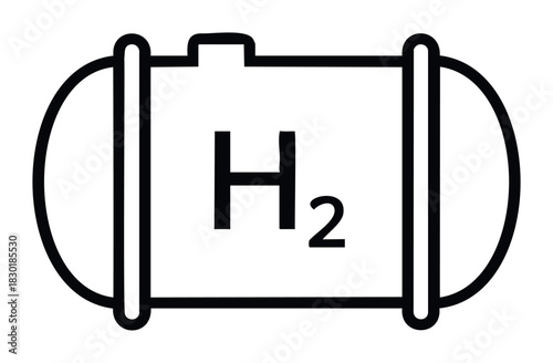 Hydrogen fuel tank icon representing clean energy storage and transportation for sustainable future infrastructure and automotive industries