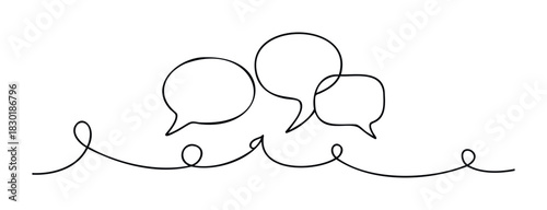 Three interconnected speech bubbles representing conversation and communication, ideal for use in social media, web graphics, and presentations about dialogue.