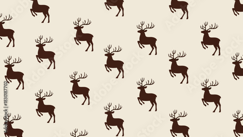 Seamless pattern featuring stylized deer silhouettes arranged rhythmically on a soft background