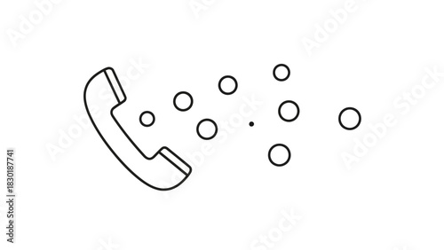 Retro phone with signal broadcasting, communication innovation concept, digital line vector art,