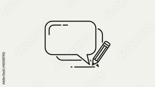 Minimalistic message icon with pencil outline for creative communication concepts