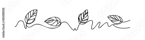 Continuous line drawing of organic leaf shapes flowing across a minimalist composition, perfect for naturethemed branding and seasonal projects.
